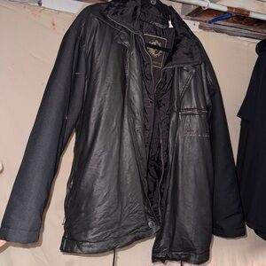 F&I Fire & Ice Vintage Faux Leather Front Ski Winter Snow Jacket Zip Up Coat